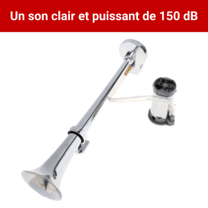Klaxon Camion Ultra Puissant 150dB avec Faisceau Électrique Complet – Kit Trompe d&rsquo;Air Prêt à Installer – Sécurité Auto/Poids-Lourd