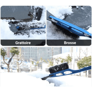 Grattoir Pare-Brise 2-en-1 avec Brosse à Neige – Gratte-Givre Robuste et Balayette Anti-Rayures – Accessoire Hiver Indispensable pour Voiture et SUV
