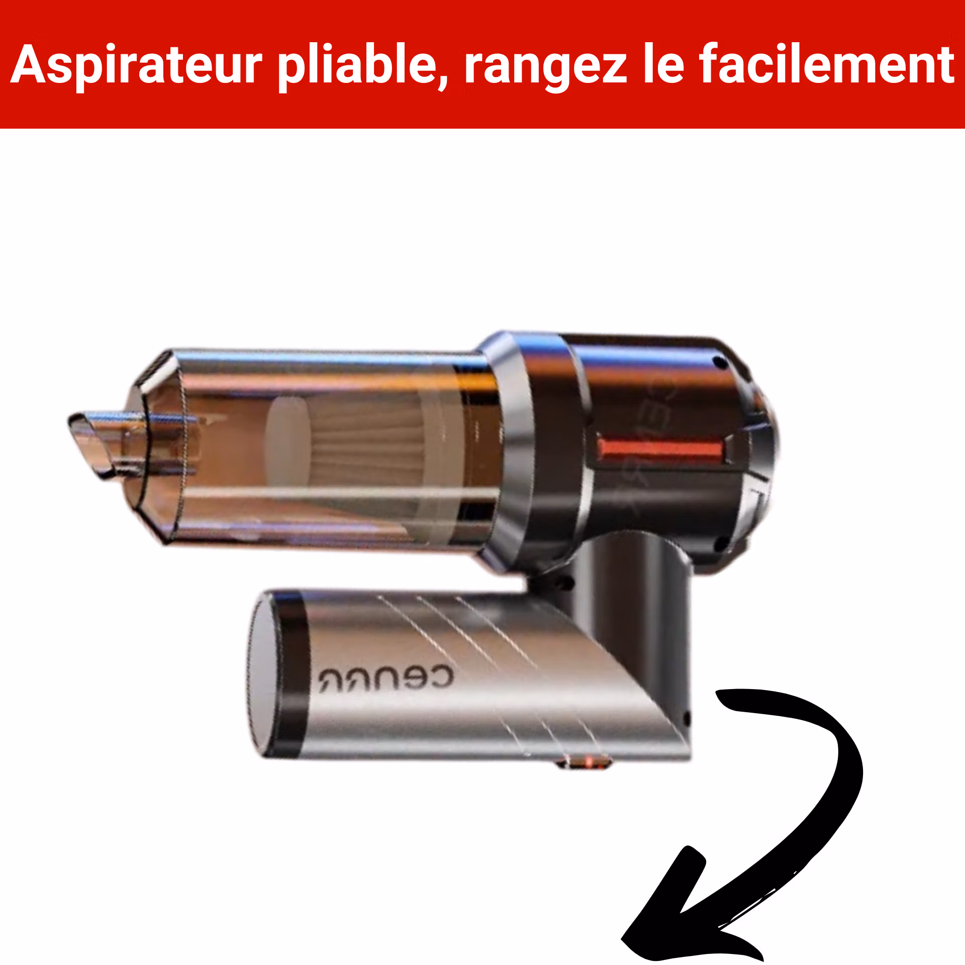 Mini Aspirateur Sans Fil 15000Pa - Pliable & Souffleur 2-en-1 - Pack 9 Accessoires Auto – Image 2