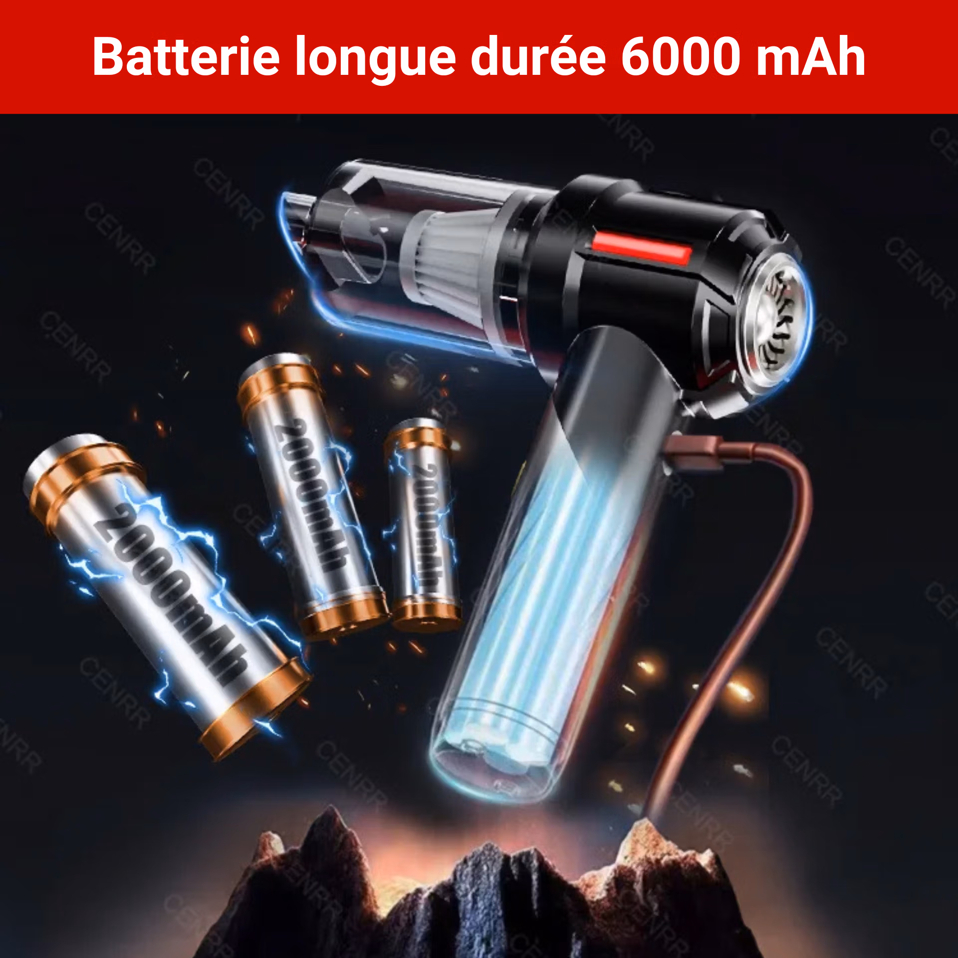 Mini Aspirateur Sans Fil 15000Pa - Pliable & Souffleur 2-en-1 - Pack 9 Accessoires Auto – Image 6