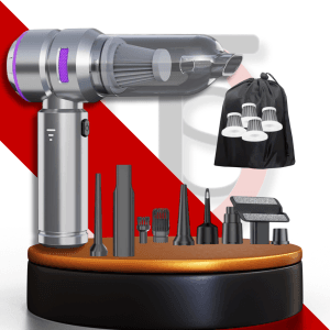 Aspirateur et Souffleur Sans Fil 16000 Pa Gris/Rose – Puissance de Nettoyage Extrême & 9 Embouts – Kit Auto & Maison