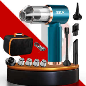 Aspirateur et Souffleur Bleu Voiture Sans Fil 12000 Pa – Nettoyage Haute Puissance avec 5 Embouts – Kit Auto & Maison