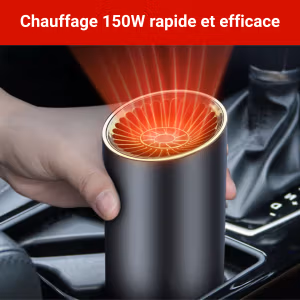 Chauffage Voiture 12V 150W à Ventouse – Dégivreur Pare-Brise Rapide – Fixation Vitre Amovible & Puissance Chaleur Immédiate
