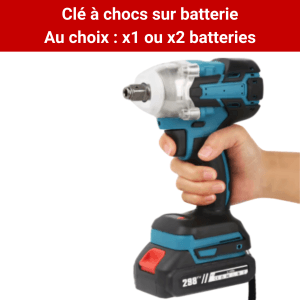 Clé à Chocs Sans Fil 300 Nm – Boulonneuse Voiture Puissante 1800 tr/min – Pack avec 2 Douilles & Batterie 2000 mAh Inclus