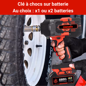 Clé à Chocs Sans Fil 1000 Nm – Boulonneuse 18V Haute Puissance – Batterie 3000mAh Inclus – Force de Desserrage Extrême