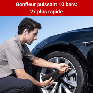 Gonfleur Pneus Sans Fil 10 Bars – Compresseur Auto Digital Puissant – Inclus : 4 Embouts & Sac de Rangement – Secours Vélo
