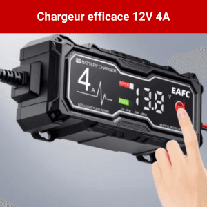 Chargeur Batterie Voiture 12V 4A – Maintien de Charge Intelligent & Automatique – Idéal Moto, Auto & Hivernage – Mode Réparation