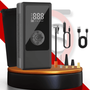 Gonfleur Pneus Sans Fil 10 Bars – Compresseur Auto Digital Puissant – Inclus : 4 Embouts & Sac de Rangement – Secours Vélo