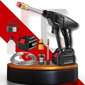 Nettoyeur Haute Pression 60 Bars Sans Fil – Pistolet de Lavage Auto Ultra Puissant – 2 Buses de Précision & Batterie Inclus 3000 mAh