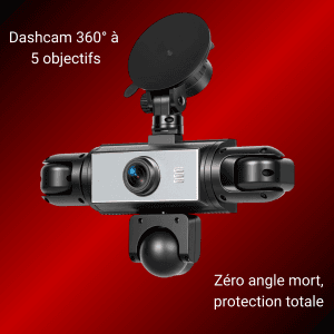 Dashcam Voiture 360° Full HD — 5 Caméras, App Wi-Fi, Vision Nocturne & Mode Parking