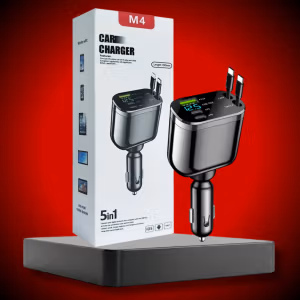 Chargeur prise allume-cigare 5 ports (2 USB-C mâles / 2 USB-C femelles + 1 USB)