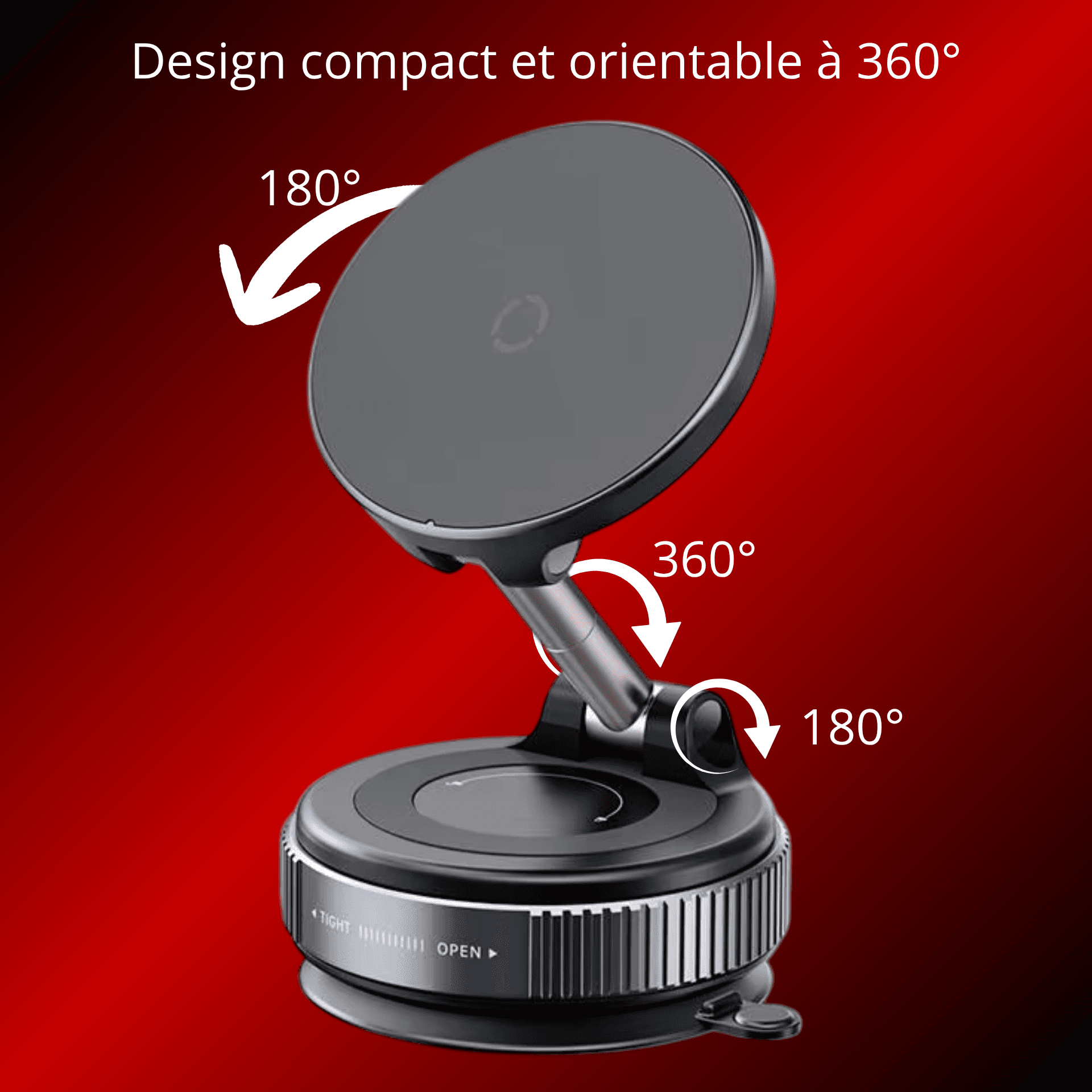 Support Téléphone Ventouse pour Voiture Magnétique MagSafe & Chargeur Induction 15W