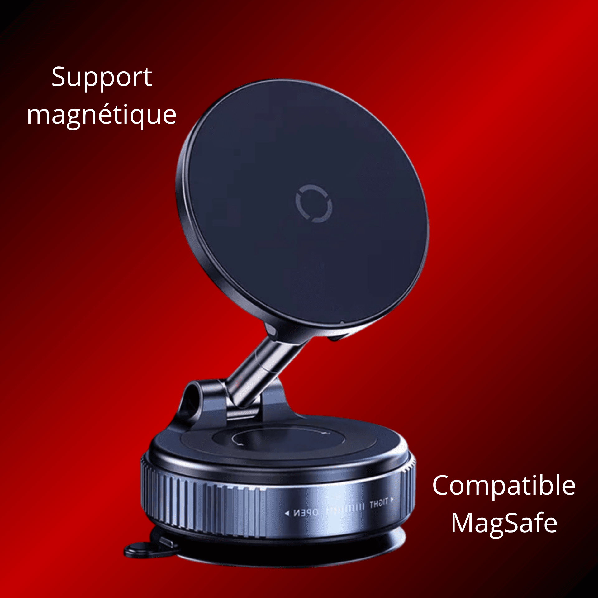 Support Téléphone Ventouse pour Voiture Magnétique MagSafe & Chargeur Induction 15W